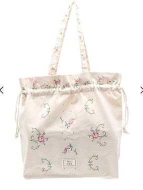 New Sezane x Sea New York Embroidered Drawstring Tote Floral Cottagecore Tote
